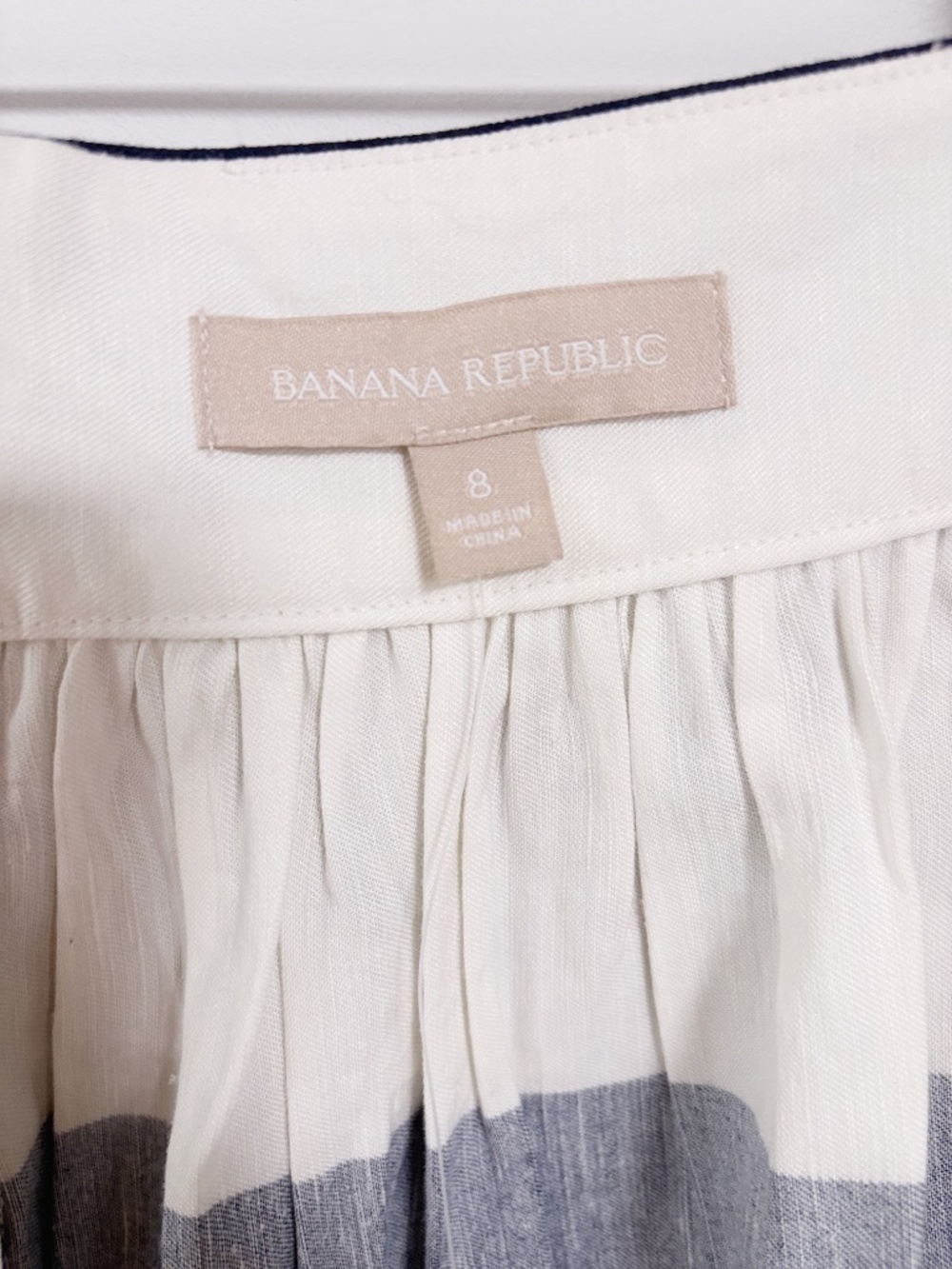 Banana Republic Women’s 8 Navy White Striped Linen Skirt Nautical Quiet Luxury - Picture 5 of 11